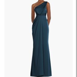Dessy Collection One-Shoulder Satin Gown NWOT Size 0